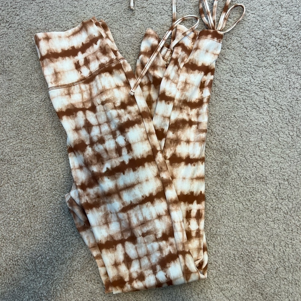 Tiger Mist Women’s Brown & White Leggings Size Small‎